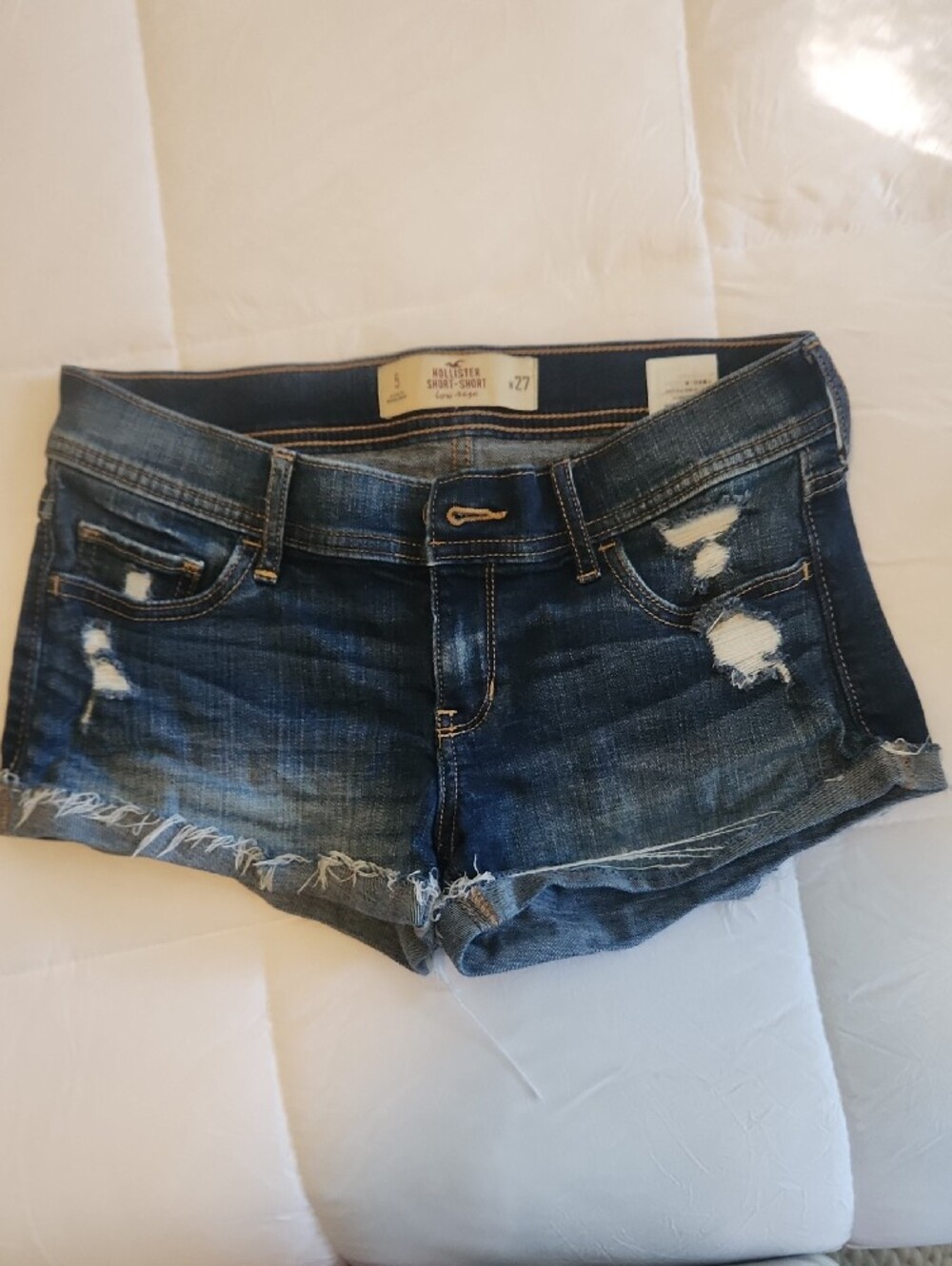 Hollister Low Rise Short-Short Distressed Denim Cutoffs